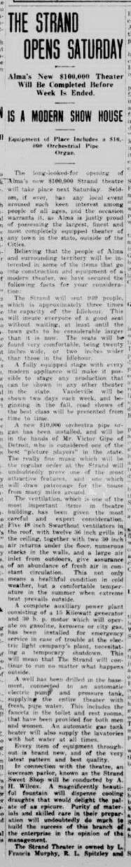 Strand Theatre - May 13 1920 Strand Opening Announcement (newer photo)